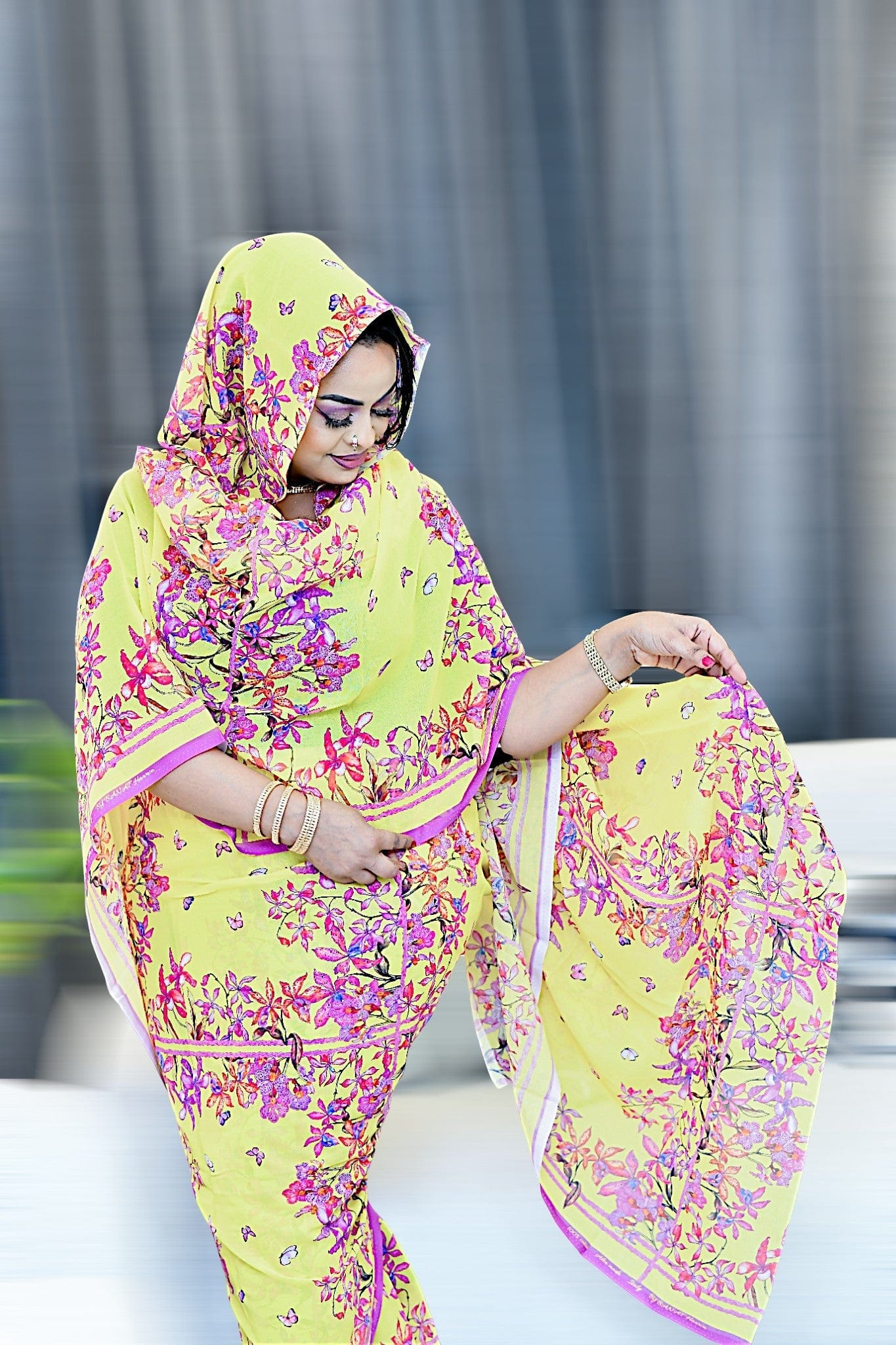 Alta Moda - Yellow with Pink Flowers