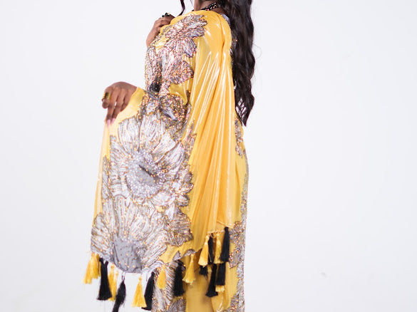 Hand Painted Glitter Toub - Yellow Sunflower Toub