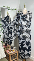 Silk Chiffon Jacquard - Geometric Spotted B&W