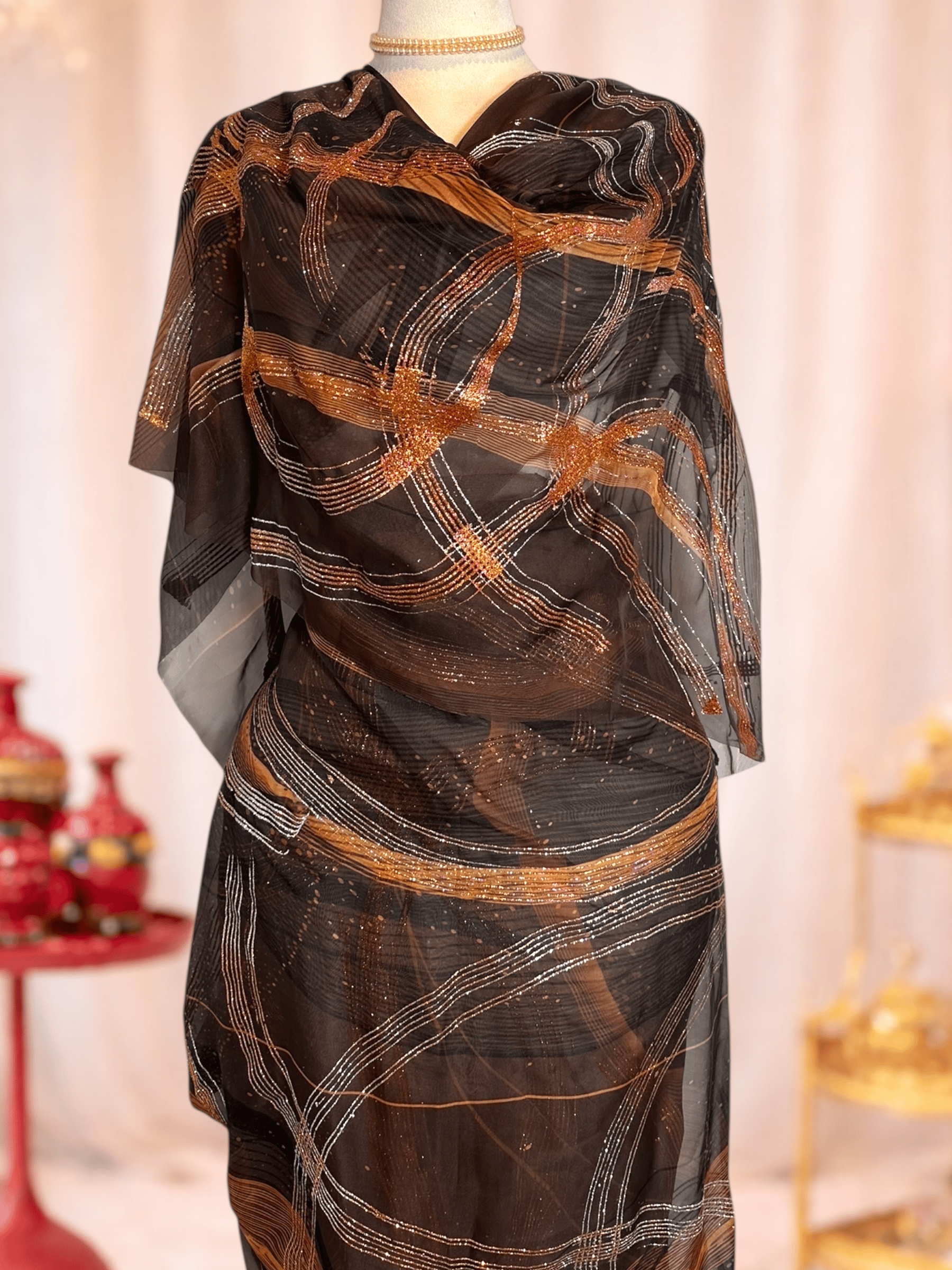 Hand Painted Glitter Toub - Brown Glitter Swirl