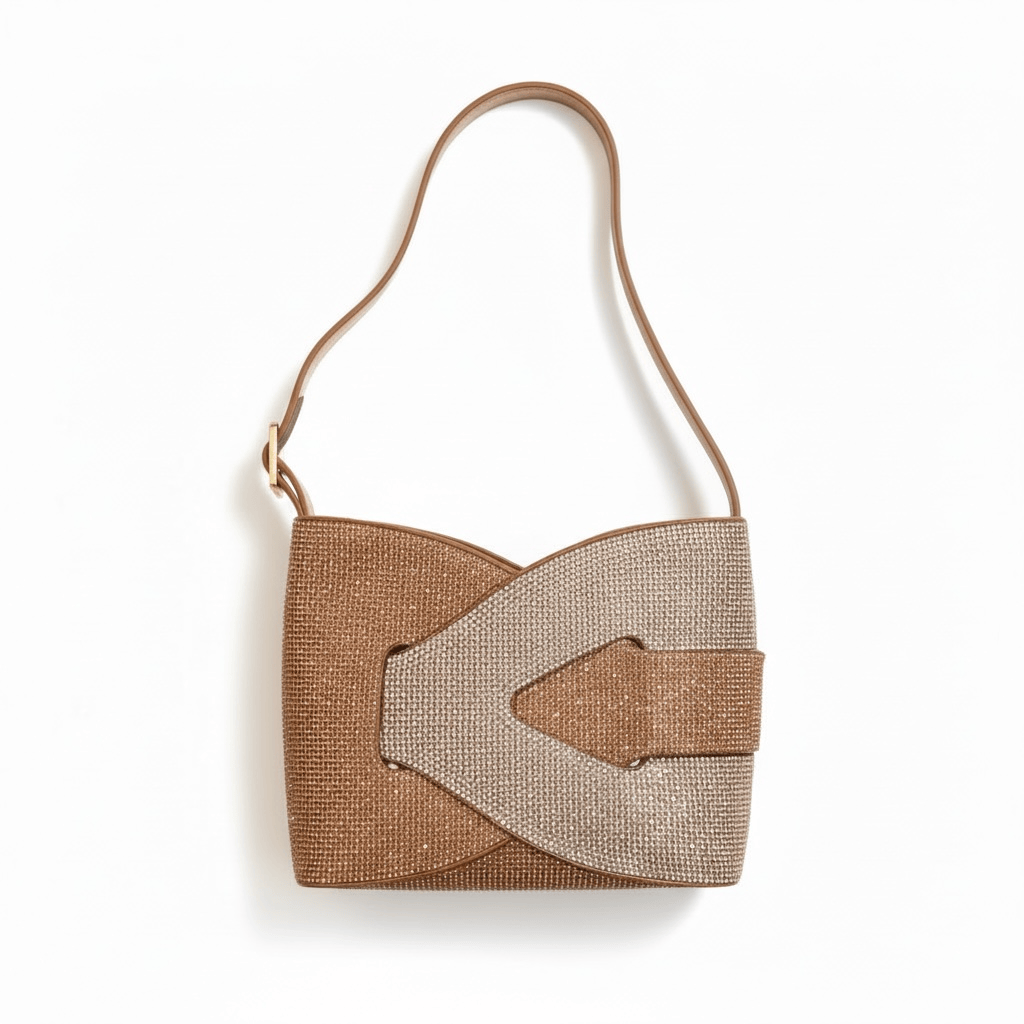 Classic Bags - Embellished Beige & Silver Shoulder Bag