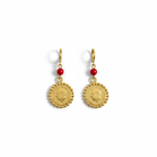 Traditional Earrings - Beaded Coin Drop Earrings