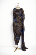 Velvet Chiffon Toub - Brown and Blue with Paisley