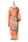 Lame Total (Cotton) - Orange Oriental Flowers