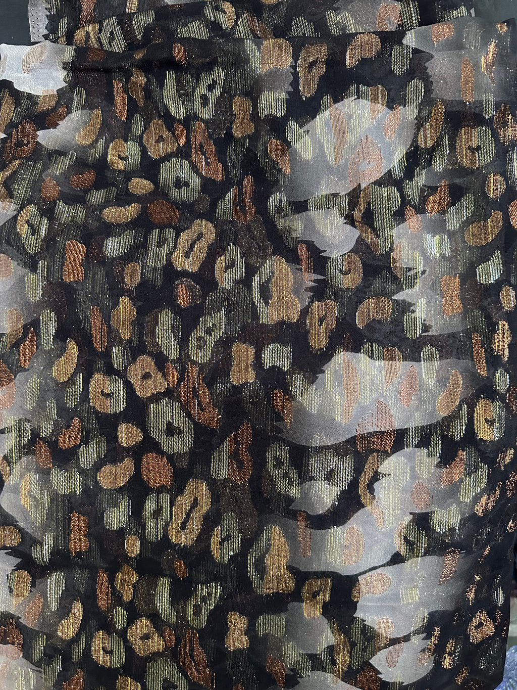 Silk Chiffon Jacquard - Two Tone Animal Print (Monochrome)