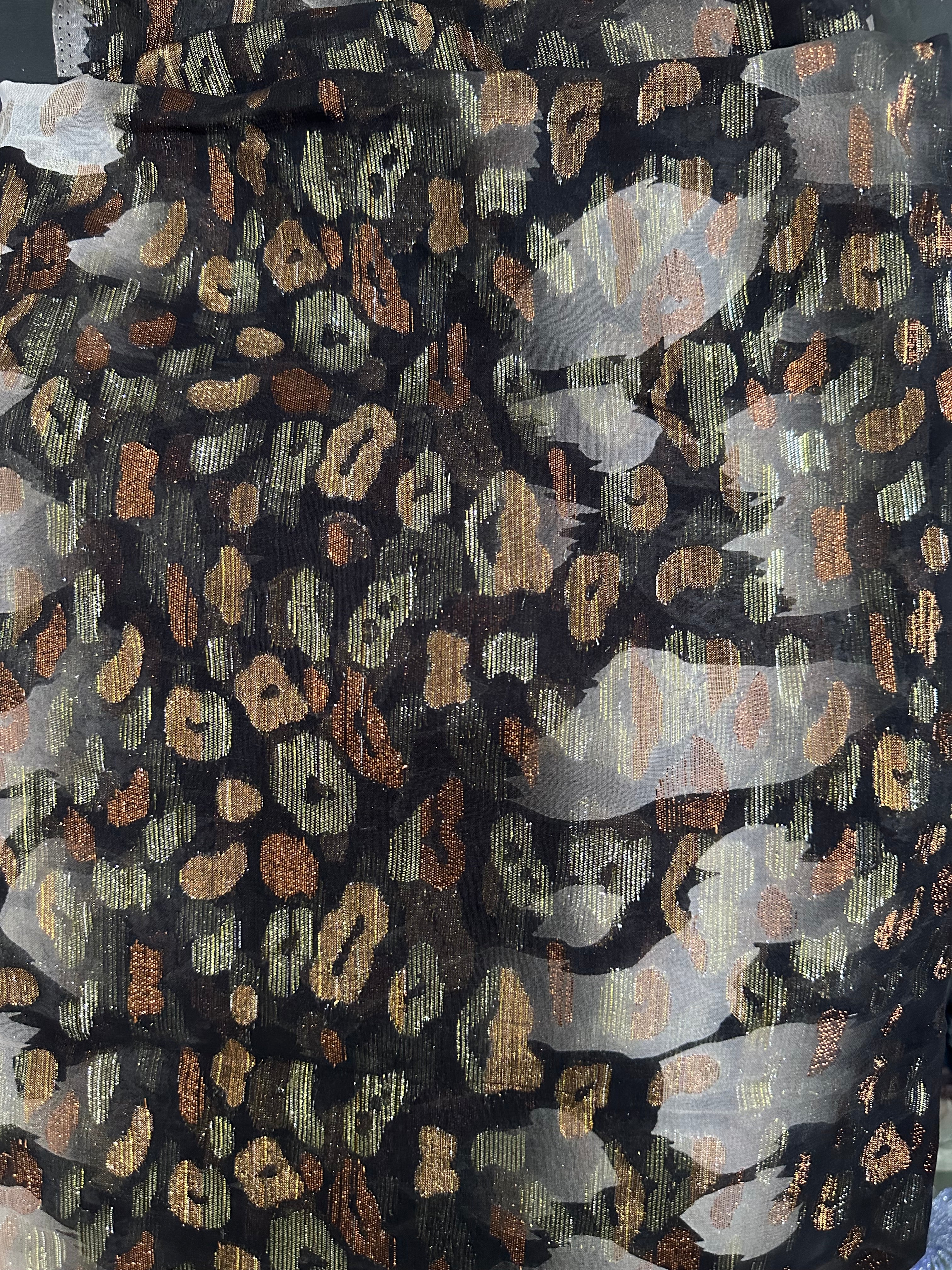 Silk Chiffon Jacquard - Two Tone Animal Print (Monochrome)