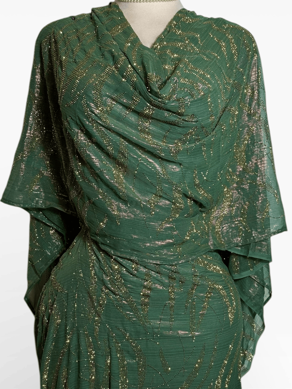 Crystal Lurex Chiffon - Khaki and Gold (Style 1)