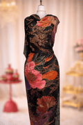 Hand Painted Glitter Toub - Black Mesh with Florals