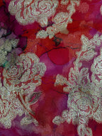 Silk Chiffon with Jacquard - Pink Roses