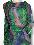 Crystal Chiffon/Silk - Green/Purple Tie Dye