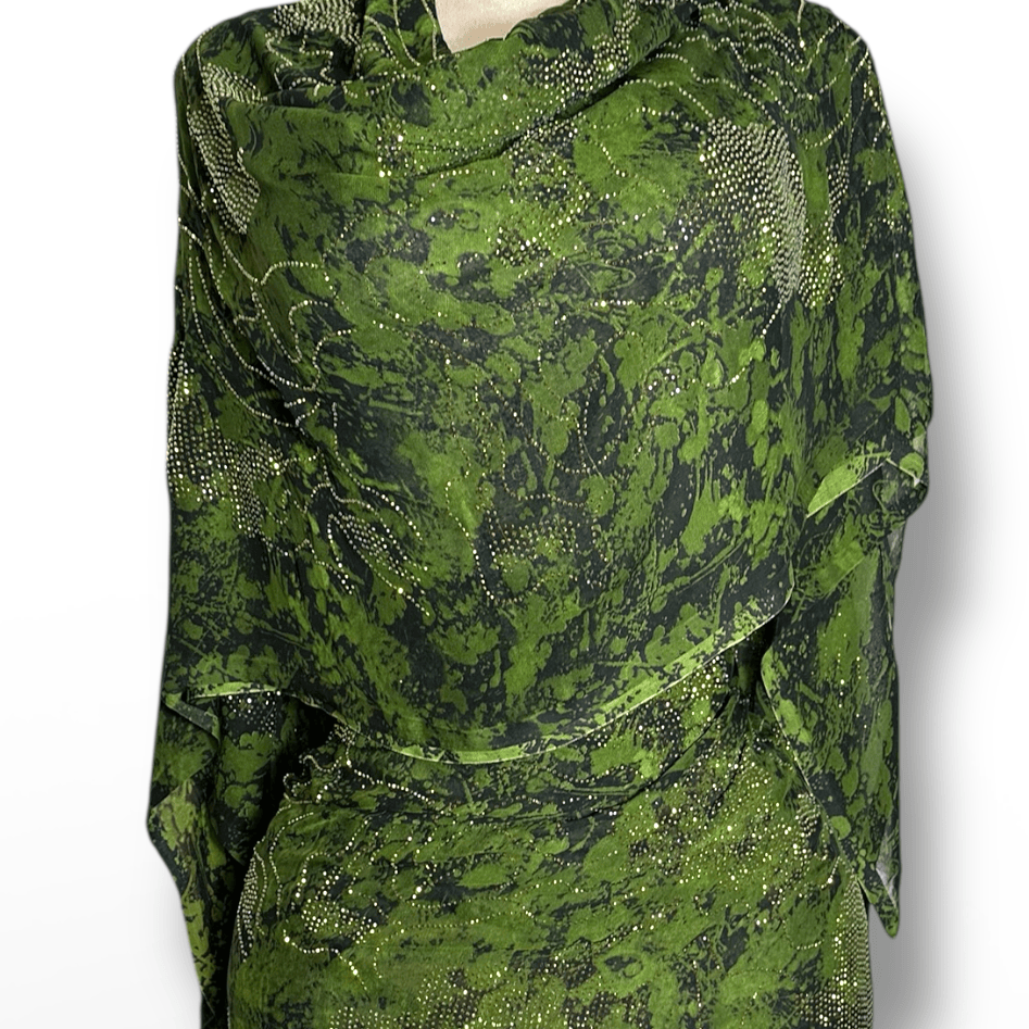 Crystal Chiffon/Silk - Green/Black Marbling