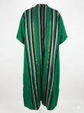 Asiya Cotton Kimono Robe - Open Style (Green with Grey/Black/Gold Detailing)