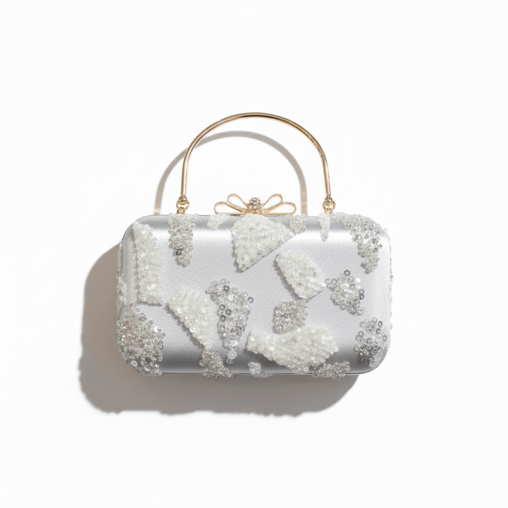 Zahra Collection - Silver Sequin Box Clutch