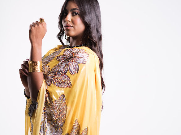 Hand Painted Glitter Toub - Yellow Sunflower Toub