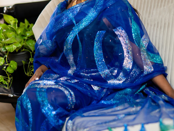 Hand Painted Glitter Toub - Blue with Glitter Swirls