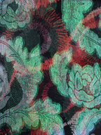 SIlk Chiffon with Jacquard - Fluorescent Floral (Black and Red)