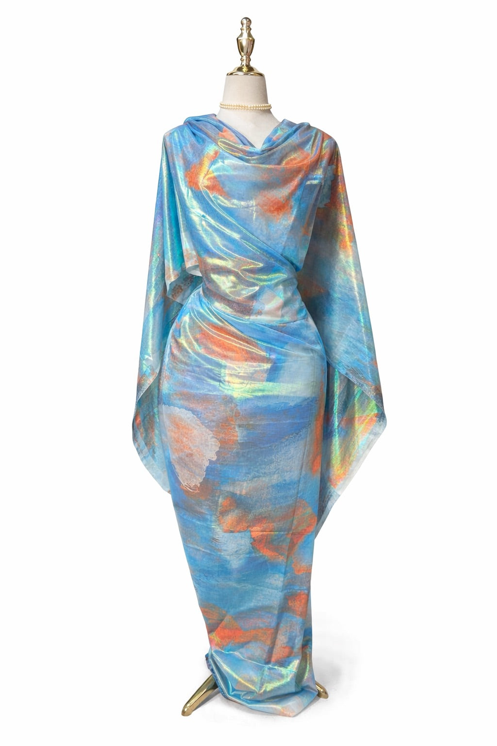 Lame Total (Cotton) - Brushstrokes (Blue/Orange)