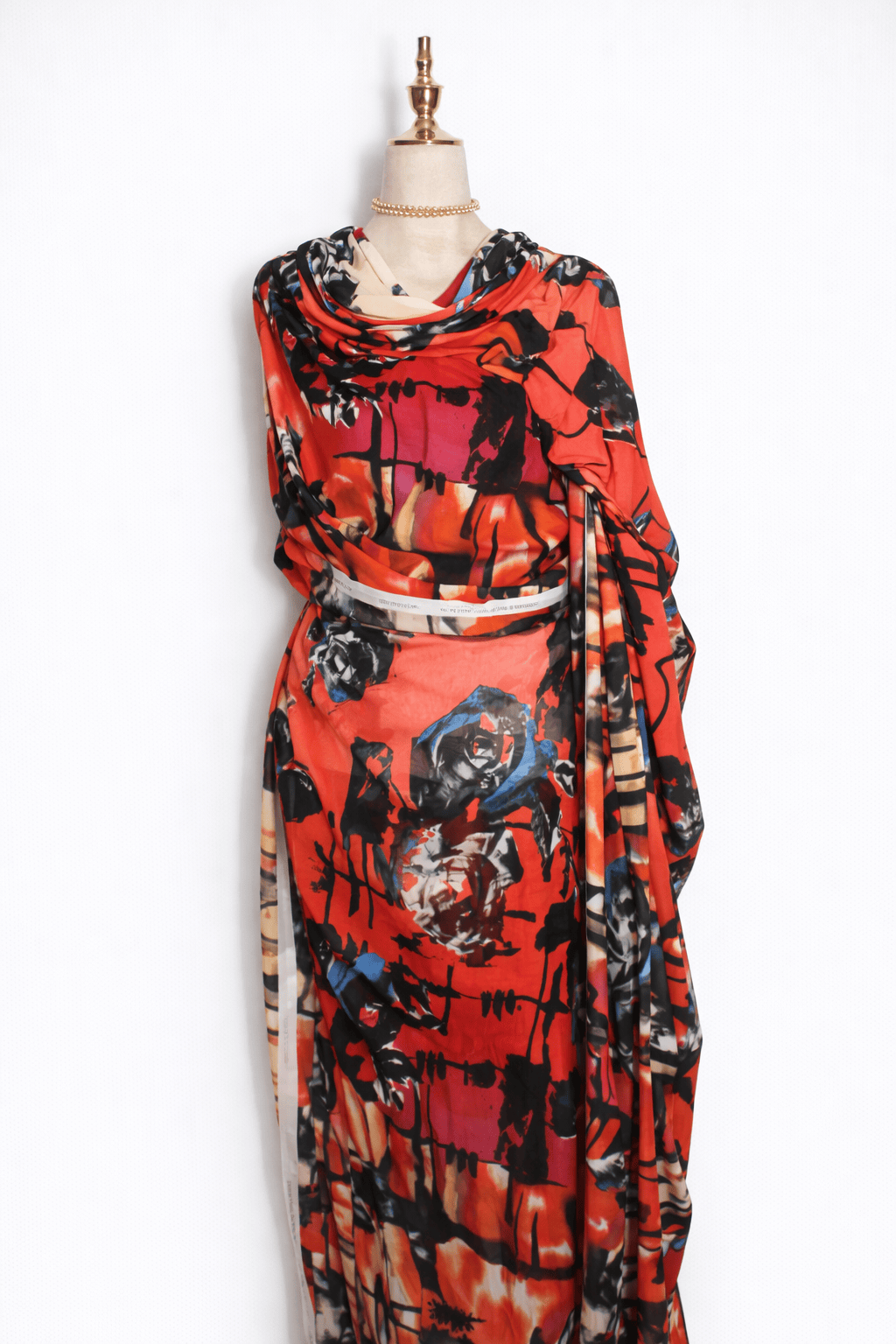 Premium Italian - Red/Cream with Black Abstract Roses