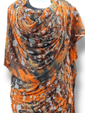 Crystal Satin/Silk - Brown & Burnt Orange Abstract Pattern