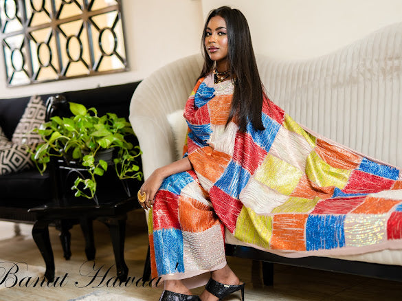 Hand Painted Glitter Toub - Multi Colour Blocks