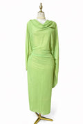 Lame Plain Chiffon - Green with Gold Shimmer
