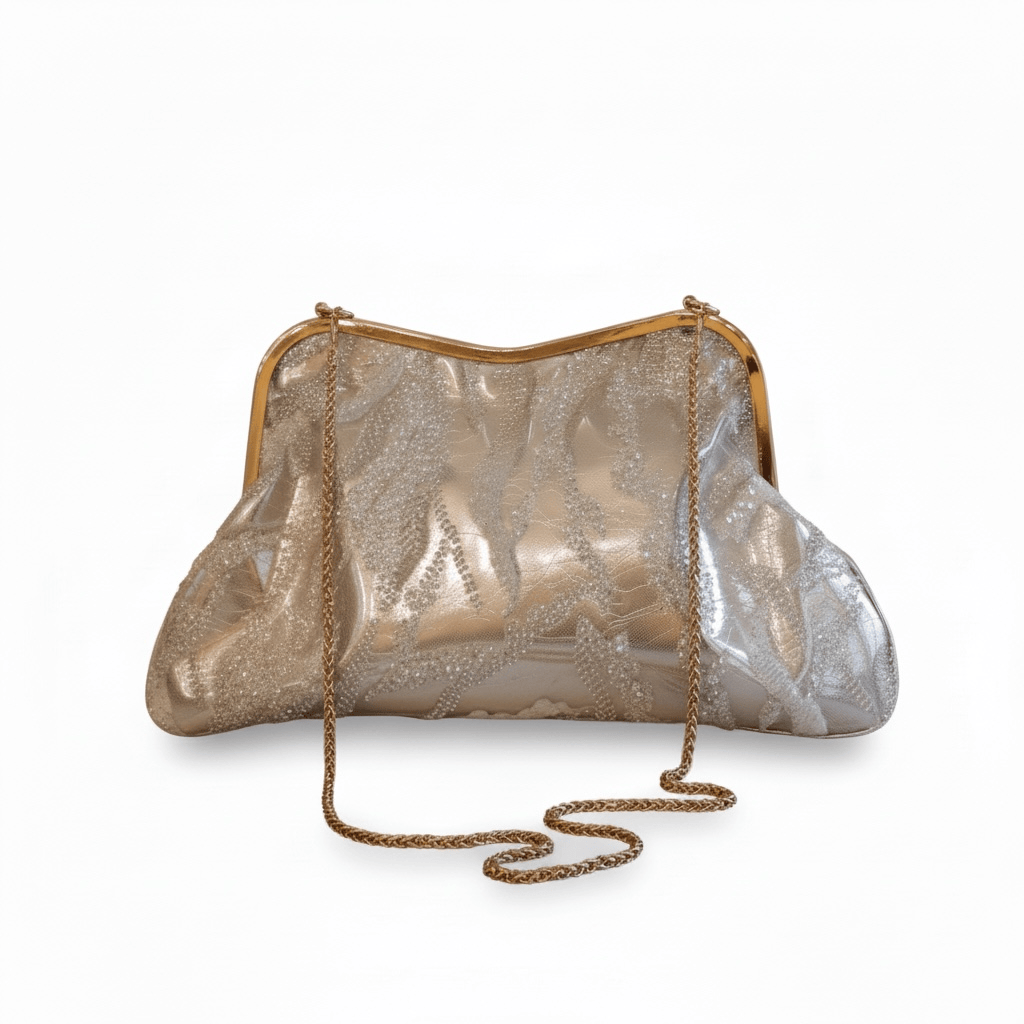 Zahra Collection - Silver Sequin Frame Clutch (Large)