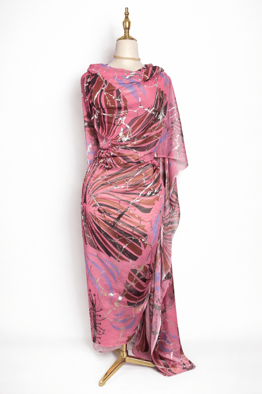 Foil Cotton Toub - Pink with Silver