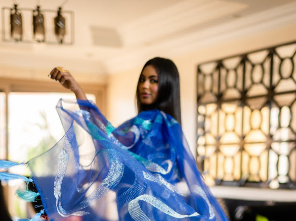 Hand Painted Glitter Toub - Blue with Glitter Swirls