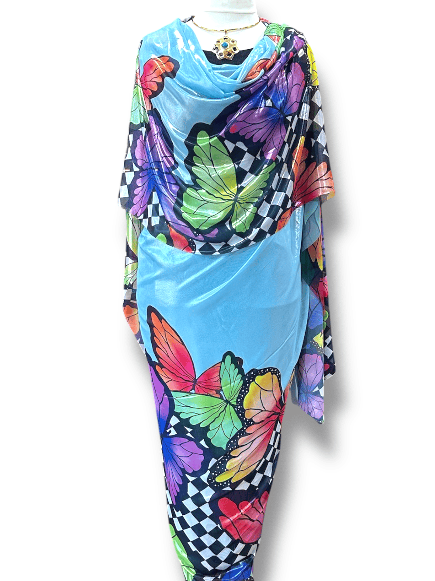 Lame - Blue Butterfly & Checker Print