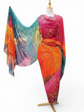 Voile Gold Foil Toub - Multicolour 3D Swirls