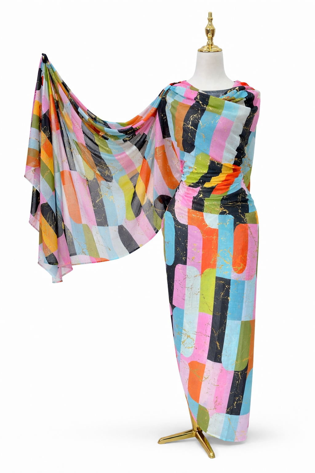Voile Gold Foil Toub - Retro Pastels
