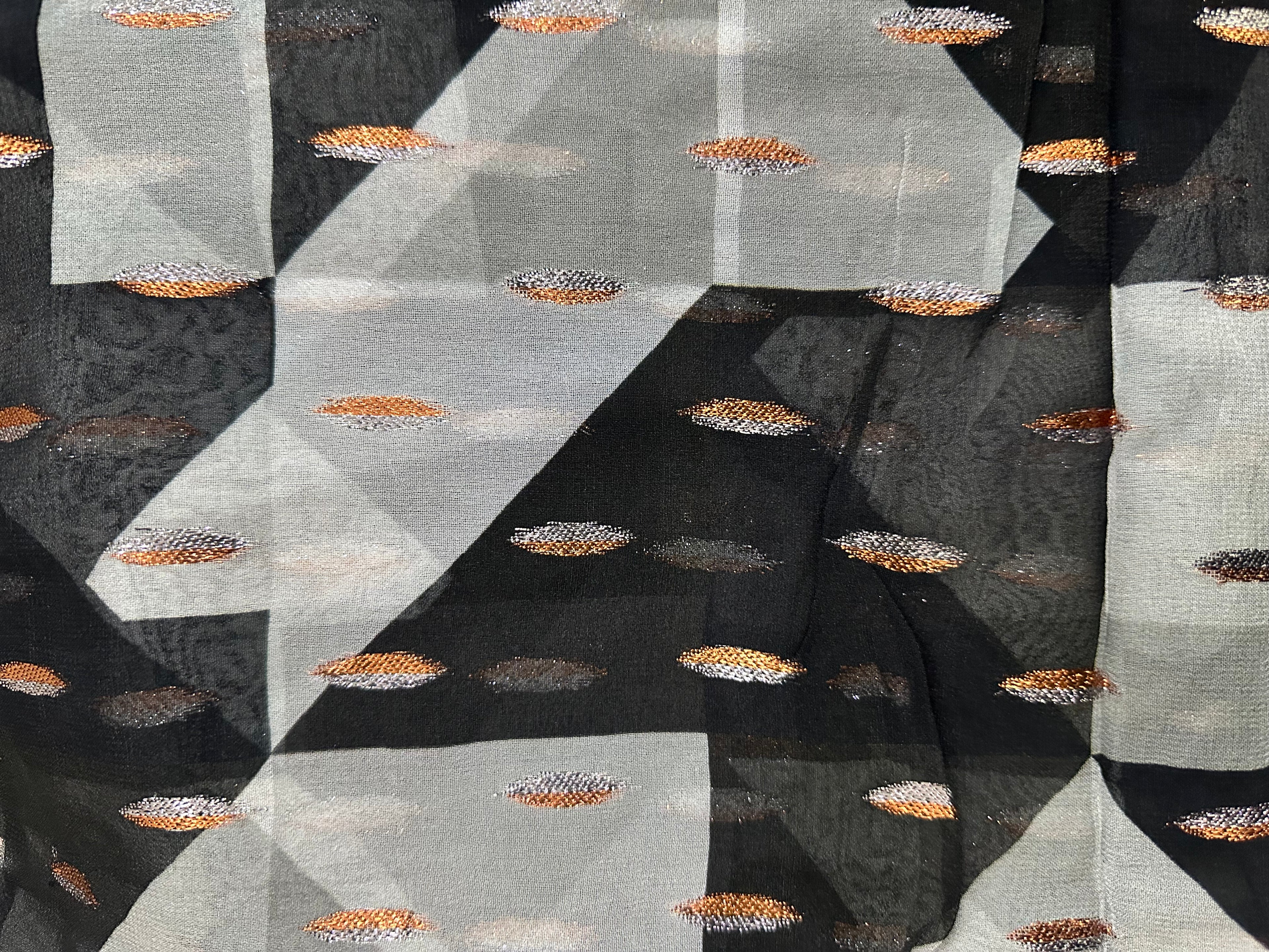 Silk Chiffon Jacquard - Geometric Spotted B&W
