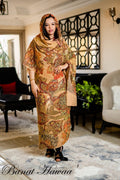 Hand Painted Glitter Toub - Gold with Warm Toned Flowers