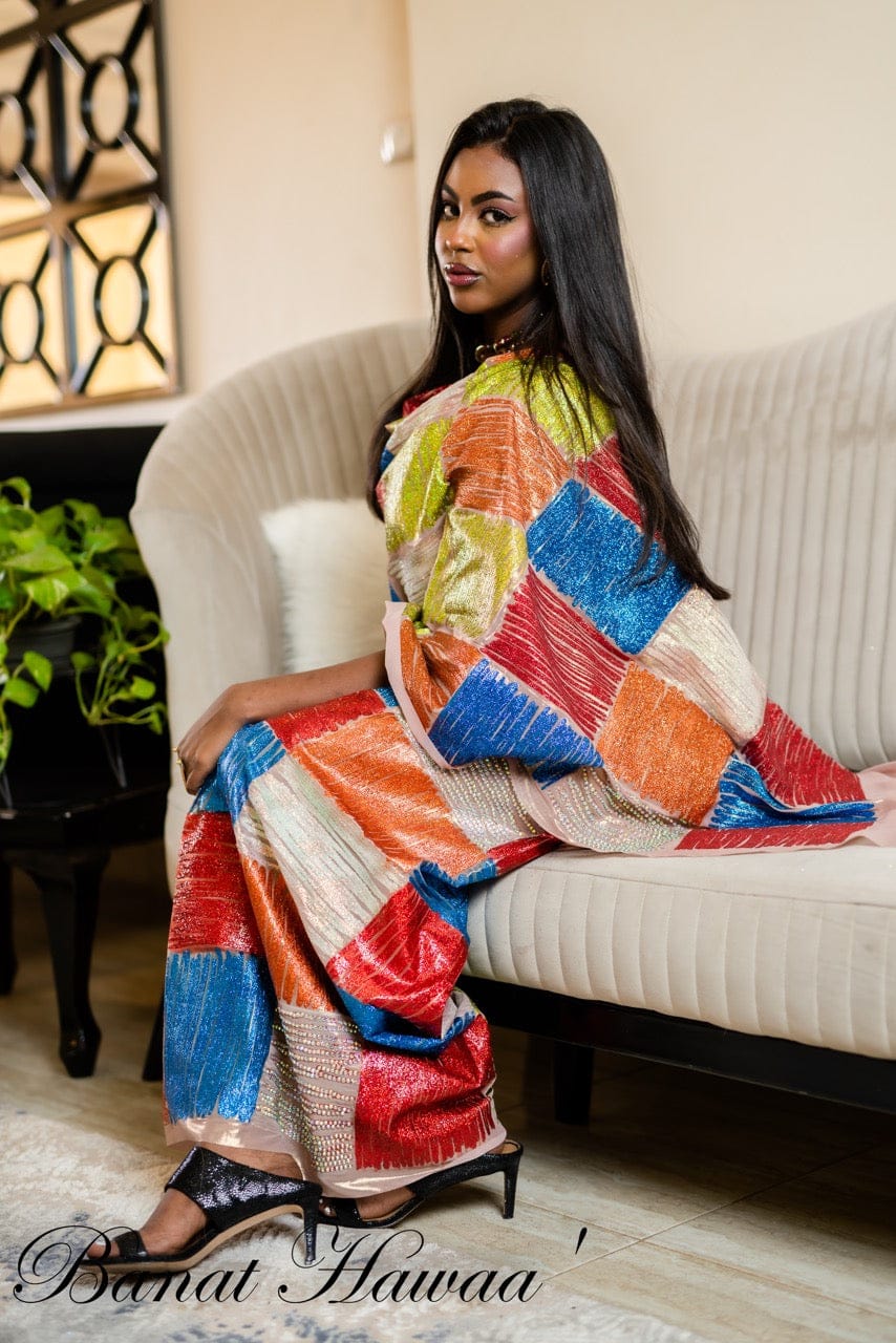 Hand Painted Glitter Toub - Multi Colour Blocks