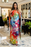 Hand Painted Glitter Toub - Multi Colour with Silver Streaks