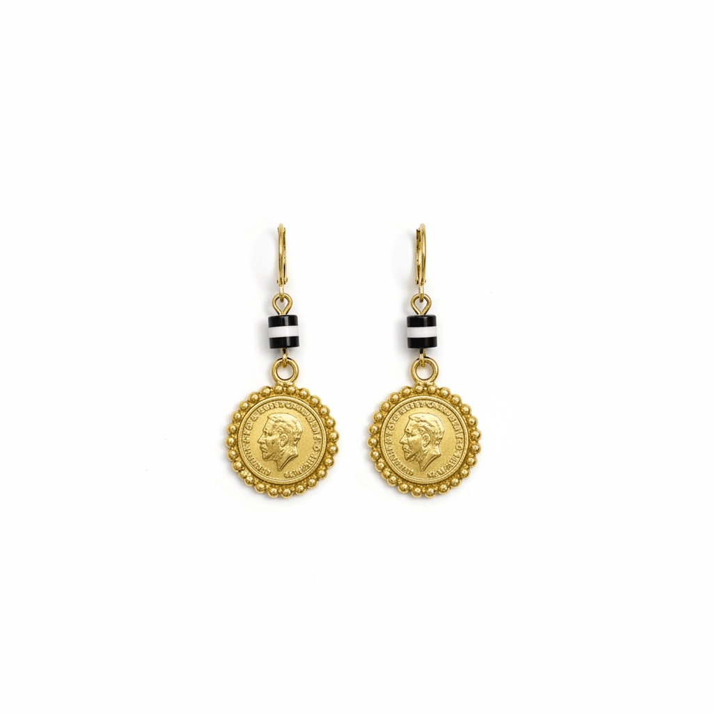 Traditional Earrings - Beaded Coin Drop Earrings