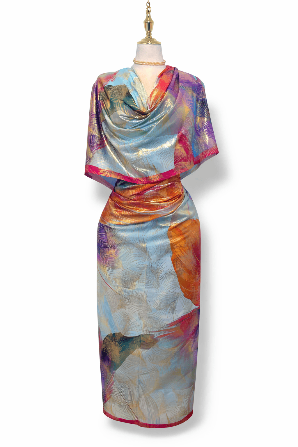 Premium Italian with Gold Foil - Blue Multi Colour Feathers