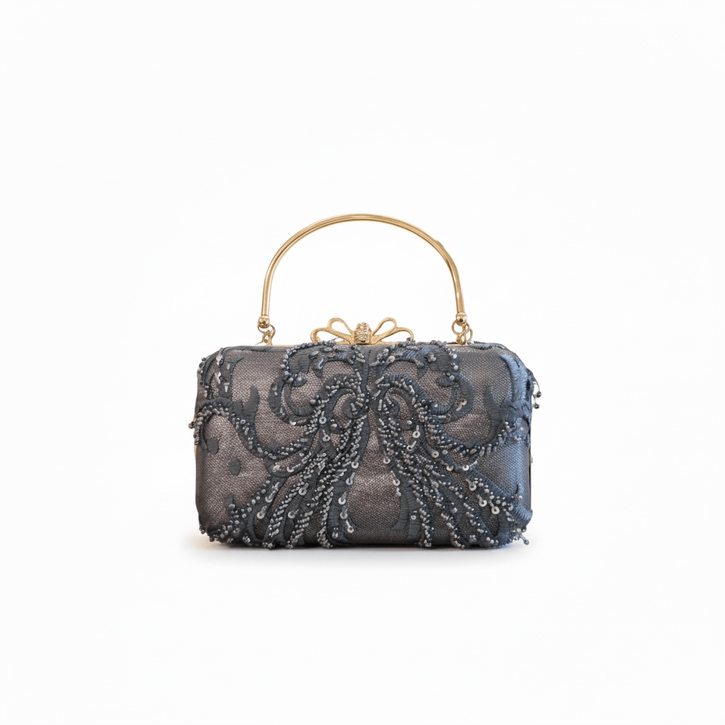 Zahra Collection - Blue Sequin Patterned Box Clutch