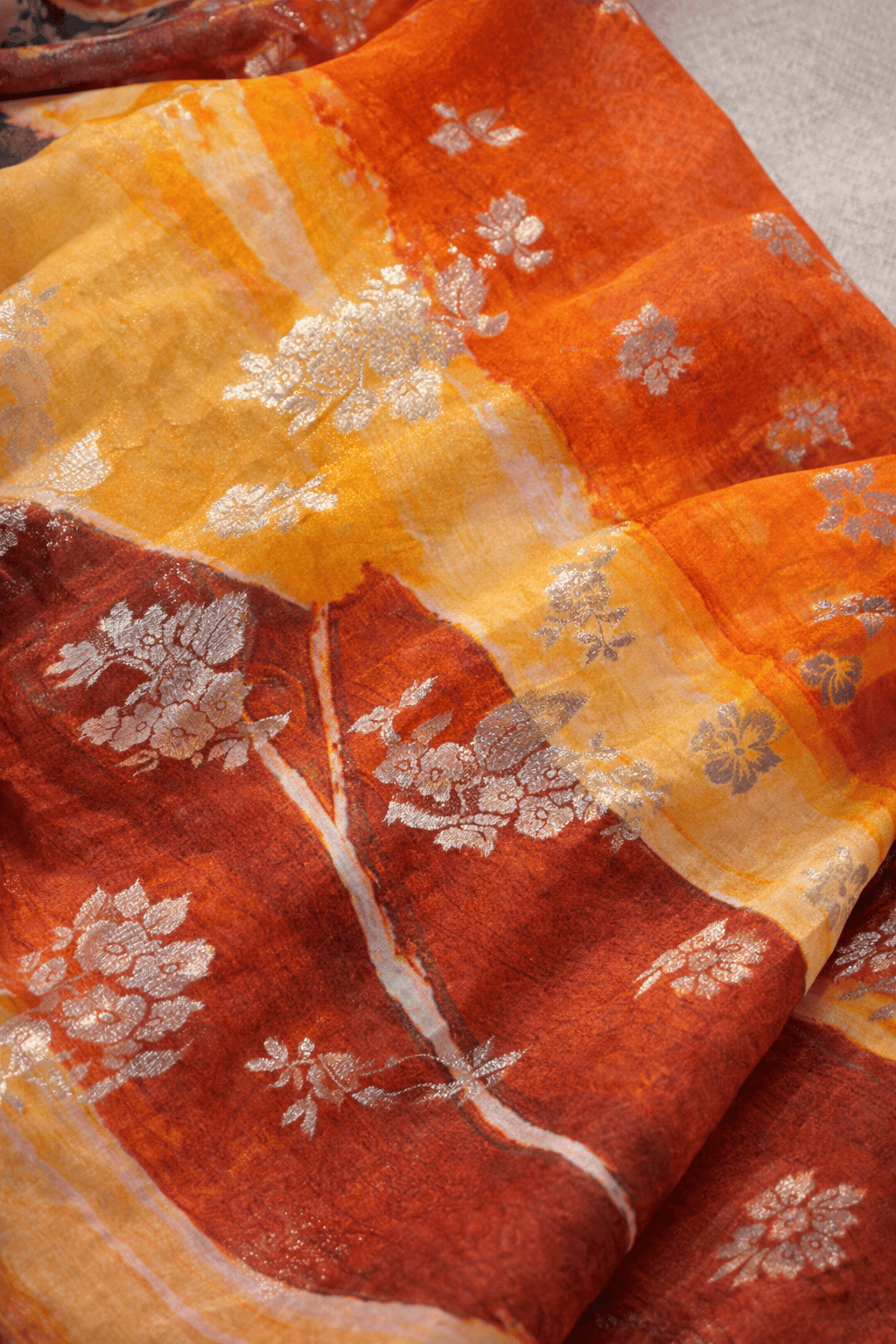 Silk Lurex Fil Coupe Toub - Jewel Tones with Gold Flowers