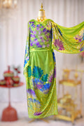 Hand Painted Glitter Toub - Vibrant Green & Glitter Floral