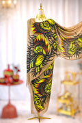 Hand Painted Glitter Toub - Beige Multicolour Floral