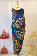 Hand Painted Glitter Toub - Navy Blue Multicolor