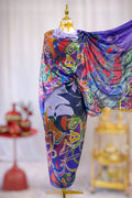 Hand Painted Glitter Toub - Blue with Arabic Lettering Multi Coloured