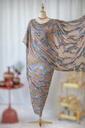 Fil-Coupe Chiffon - Grey with Blue/Pinks Swirls