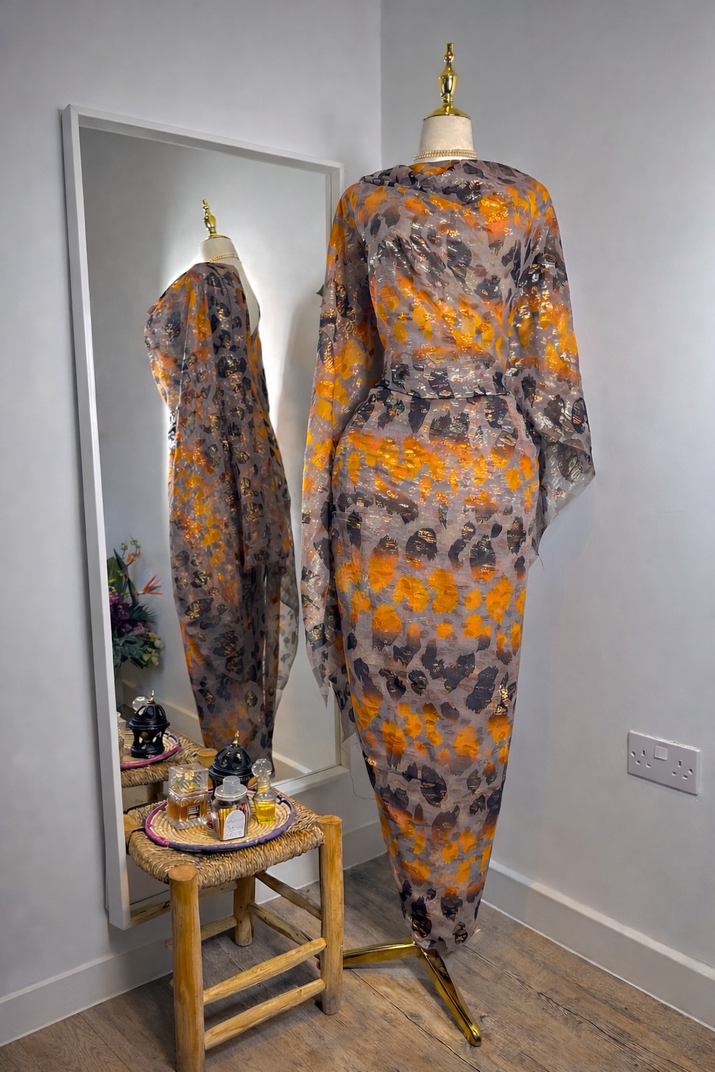 Silk Chiffon Jacquard - Two Tone Animal Print (Copper/Brown)