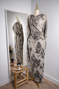Silk Chiffon Jacquard - Striped Gold Black and White