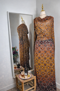 Silk Chiffon with Jacquard - Arabesque (Brown Gradient)