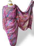 Gold Thread Chiffon Georgette Toub - Purple Marbling
