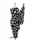 Voile Gold Foil Toub - Monochrome Half Moons