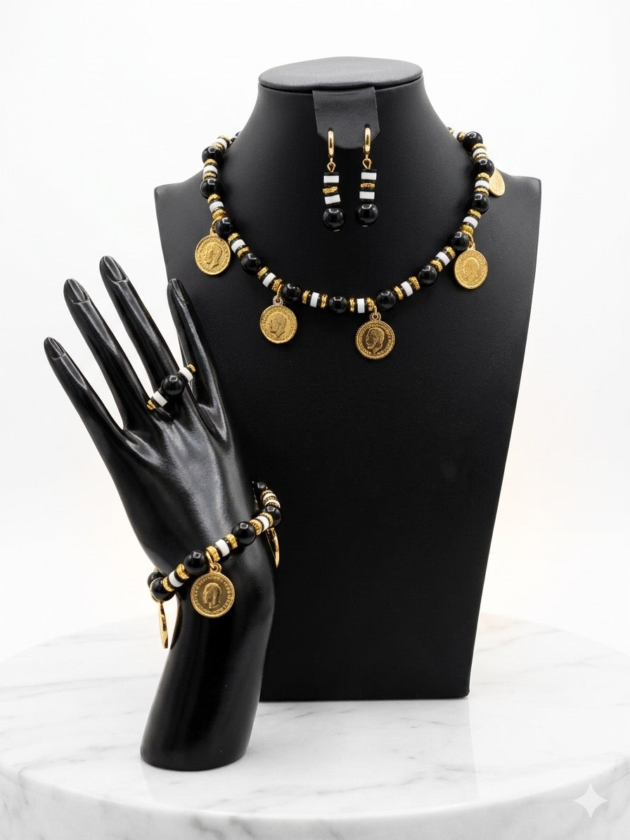 Traditional Collection Full Set - Beaded Black/Gold Coin Set